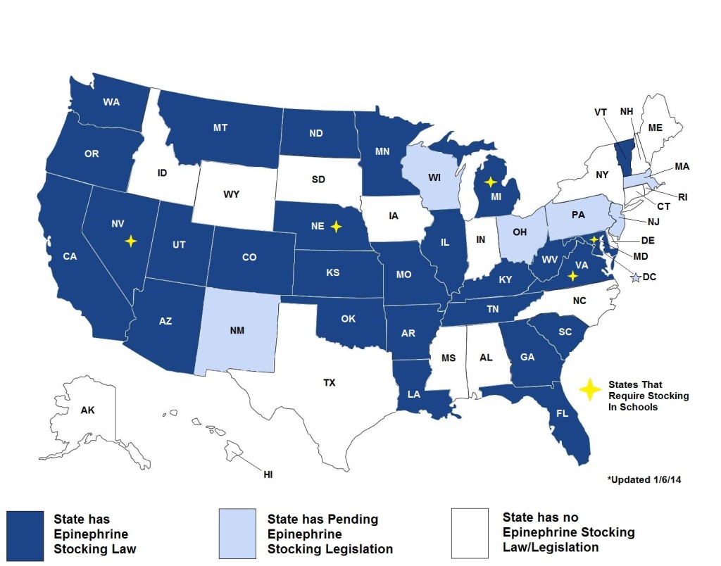 Stock Epinephrine Advocacy Map AAFA