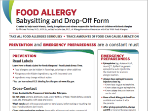 Food Allergy Babysitting & Drop-Off Form
