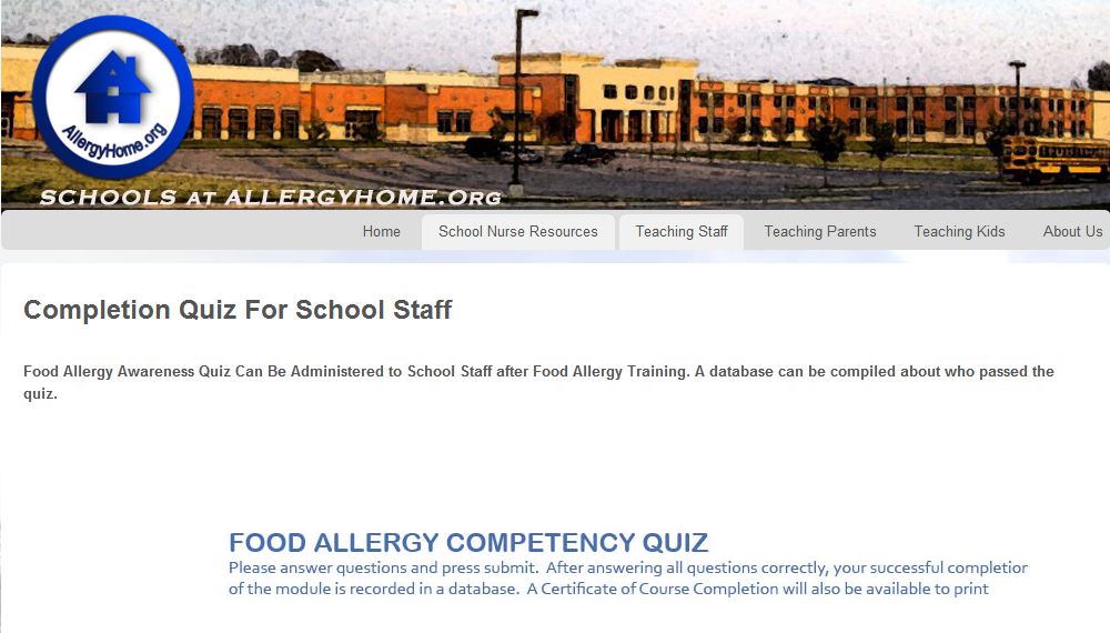 Competency Quiz: Assess Food Allergy Awareness Competency Quiz: Assess Food Allergy Awareness