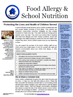School Nutrition and Food Allergy One Page Thumbnail