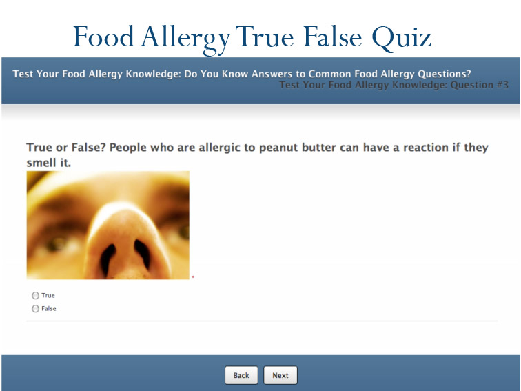 Interactive True False Food Allergy Quiz
