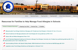 Internet Resources to Help Families Manage Food Allergies in Schools