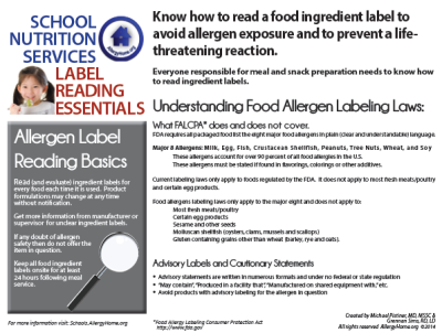 Reading Labels for Food Allergens