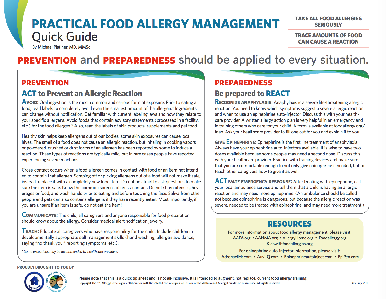 Food Allergy Management Quick Guide